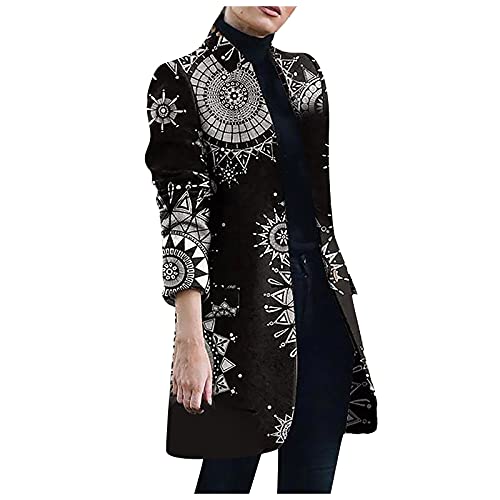 Rosennie Damen Mantel Mode Kariertes Stehkragen Wollmantel Winter Business Blazermantel übergroße Wolle Trenchcoat Elegant Frauen Langarm Lose Outwear Oberbekleidung Jacke von Rosennie