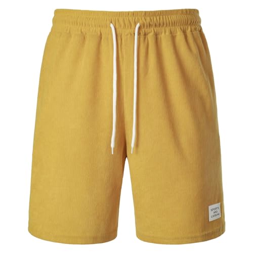 Warehouse Deals Angebote Kurze Hose Herren Boxer Shorts for Men Kurze Hose Männer Einfarbiges Stretch Bermuda Shorts Mit Taschen Shorts Herren Jeans (Gelb, XL) von Rosennie