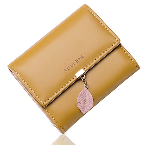 Roulens Brieftasche aus PU-Leder mit RFID-Motiv, mit Mehreren Kartenfächern und Kartenfächer, A/Gelb-S, Klein, Exquisit von Roulens