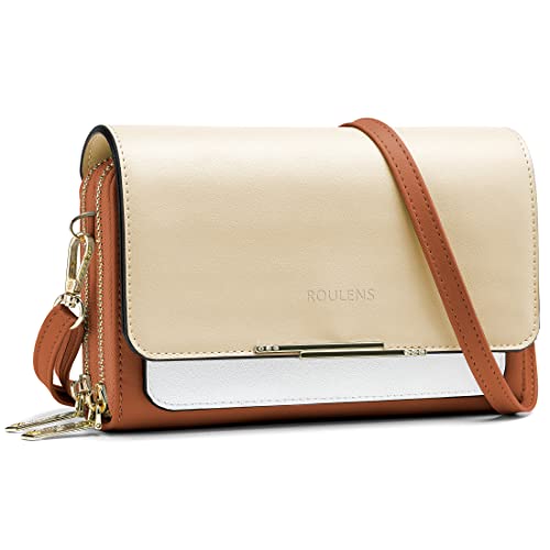 Roulens Klein Handy Umhängetasche,Damen Kleine Umhängetasche,PU Leder Crossbody Schultertasche Reisepass Handytasche mit Kartenschlitz Verstellbar Abnehmbar Schultergurt von Roulens