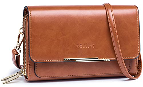 Roulens Klein Handy Umhängetasche,Damen Kleine Umhängetasche,PU Leder Crossbody Schultertasche Reisepass Handytasche mit Kartenschlitz Verstellbar Abnehmbar Schultergurt von Roulens