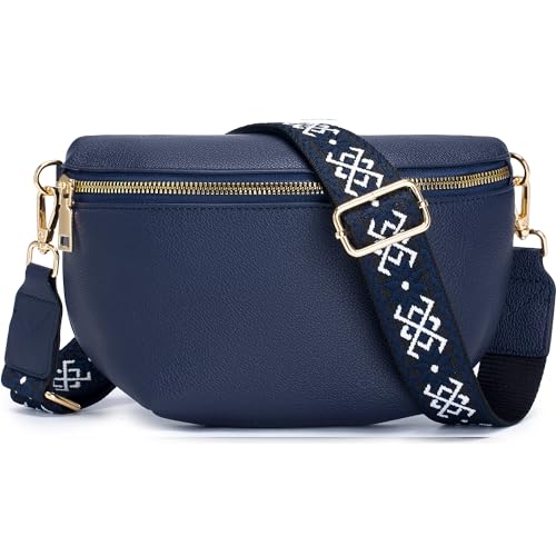 Roulens Kleine Damen Umhängetaschen,Elegant Bauchtasche Damen,Umhängetasche aus Veganes PU Leder,Crossbody Bag Damen,RFID Blockierung Kartenschlitz Brusttasche mit Verstellbar Abnehmbar Breiter Gurt von Roulens