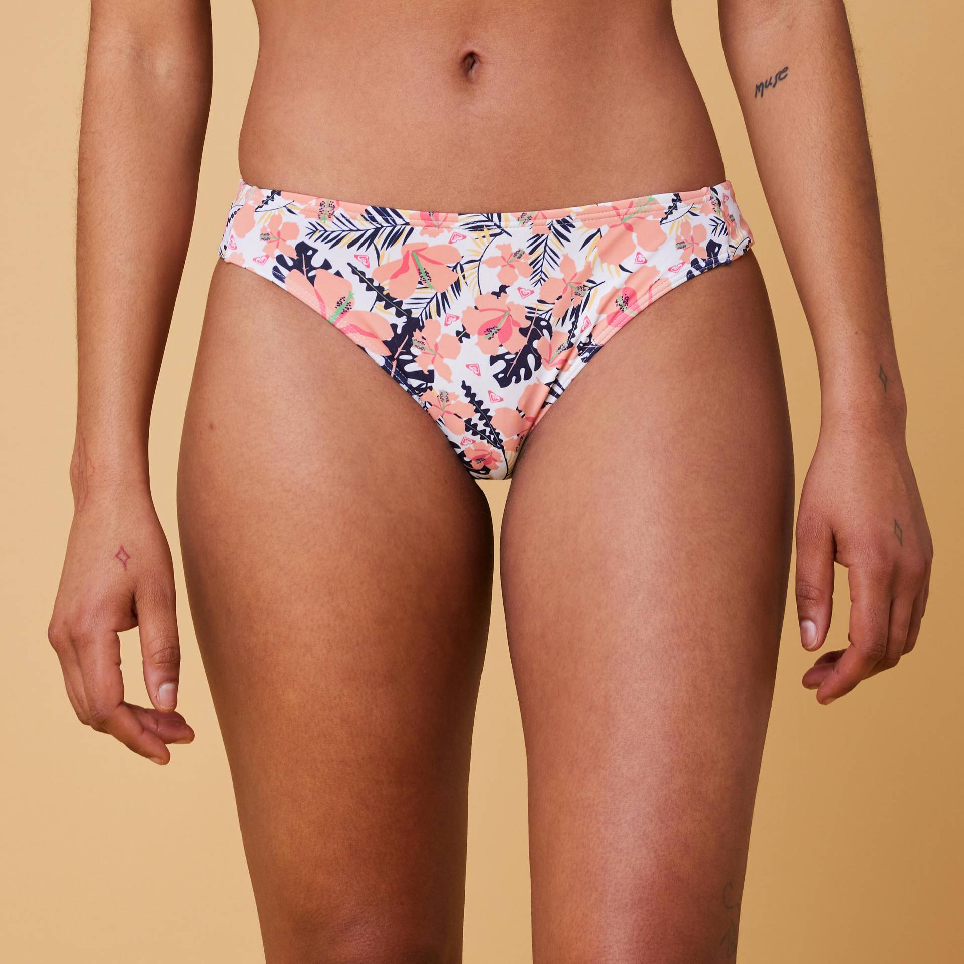 Bikini-Hose Damen hoher Beinausschnitt Floral weiss von Roxy