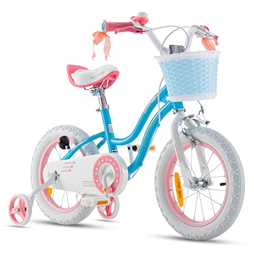 RoyalBaby Stargirl Kinderfahrrad Mädchen Fahrrad mit Stützräder Fahrrad 12 Zoll Blau von RoyalBaby