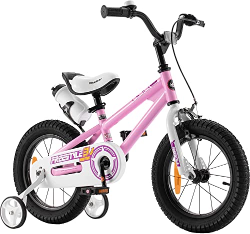 Royal Baby Freestyle Kinderfahrrad Jungen Mädchen mit Handbremse und Rücktritt 14 Zoll Fahrrad Rosa von Royal Baby