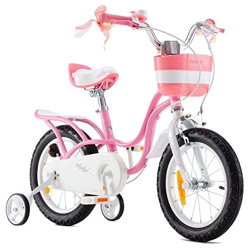 RoyalBaby Little Swan Kinderfahrrad Mädchen Fahrrad mit Stützräder Fahrrad 12 Zoll Rosa von RoyalBaby