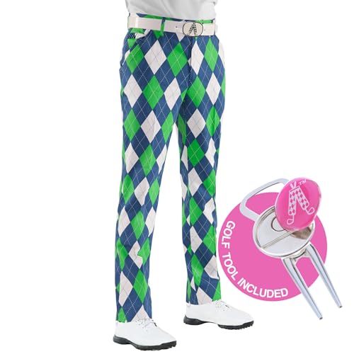 ROYAL & AWESOME HERREN-GOLFHOSE, Mehrfarbig (Blues on the Green), W34/L32 von Royal & Awesome