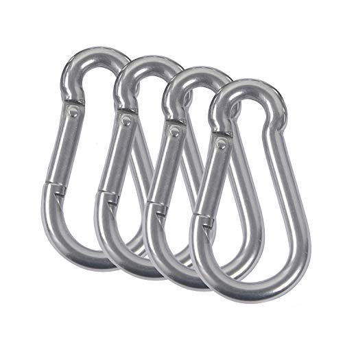 M8 Karabiner 304 Edelstahl Karabinerhaken Haken Schnapphaken Feuerwehrkarabiner für Schlüsselanhänger Sonnensegel Zubehör Boxsack Camping Wandern 4PCS von Rshuhx