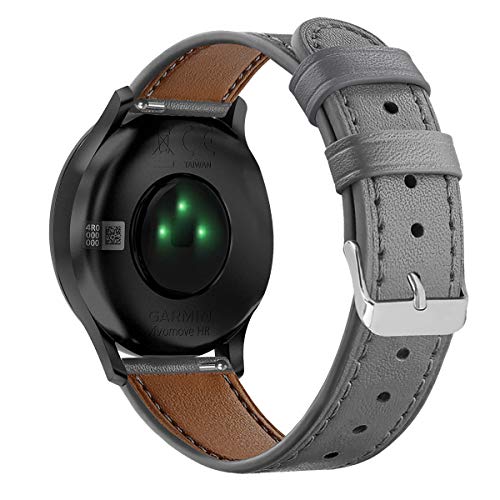 RuenTech Armband Kompatibel mit Garmin Vivomove 3 / Vivomove Style/Vivomove Luxe/Venu Smartwatch Armbänder Ersatzband Leder 20mm (Gray) von RuenTech