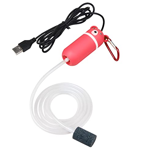 USB Luftpumpe Aquarium Leise Sauerstoffpumpe Aquarium Mini Tragbare Sauerstoff Luftpumpe Mit 140cm Netzkabel 1 Luftstein, 1 Silikonschlauch und Oxygen Pump Aquarium Zubehör (rot) von Ruilala