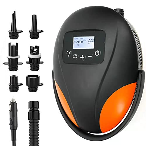 SUP Pumpe Elektrische, Ruitx 20PSI Elektrische Luftpumpe 12V DC mit Aktives Kühlsystem Zweistufige Inflation Auto-Off, für Paddle Board/Kajak/Flügel/Drachen/Zelt von Ruitx