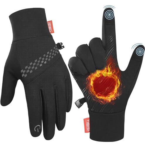 Ruixue Thermo Handschuhe Herren Damen - Winter Warme Beheizbare Winterhandschuhe FahrradHandschuhe Skihandschuhe, Winddichte Sporthandschuhe für Laufen, Fahren, Radfahren, Wandern (Schwarz-TM003, M) von Ruixue