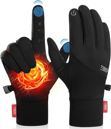 Ruixue Thermo Handschuhe Herren Damen - Winter Warme Beheizbare Winterhandschuhe FahrradHandschuhe Skihandschuhe, Winddichte Sporthandschuhe für Laufen, Fahren, Radfahren, Wandern (Schwarz-ST002, M) von Ruixue