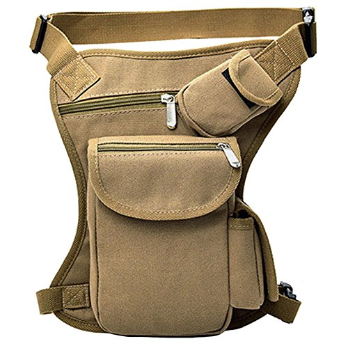 Rullar Segeltuch Hüfttaschen Schultertasche Tactical Bauchtasche Beintasche Wanderrucksäcke Umhängetasche Schultertasche Tasche für Herren Damen Reisen Klettern Taille Packs Waist Leg Bag Khaki von Rullar