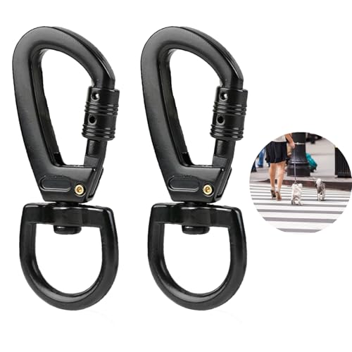 Karabinerhaken mit Drehgelenk, Twist Locking Karabiner Clips, 2 Stück Karabinerhaken für Klettern, Schwerlast Schraubkarabiner für Hängematten, Camping, Schlüsselbund, Sichere Hunde (2 Pcs) von Rumgug