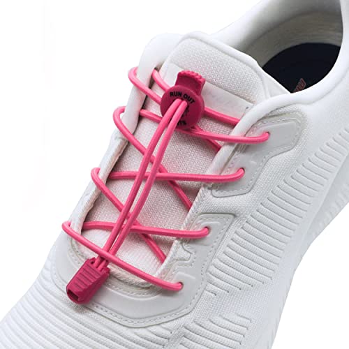Run out sports Elastische Gummi-Schnürsenkel ohne binden - Schnellschnürsystem 120cm - Schuhbänder elastisch mit Schnellverschluss - für Kinder und Erwachsene (Pink) von Run out sports