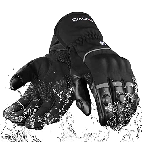 2KP CE Winter Motorradhandschuhe für Männer Frauen, Winddichte Wasserdichte Motorrad Handschuhe, Warme Lange Stulpen Biker Handschuhe mit Hartem Knöchelschutz Touchscreen Handschuhe für BMX ATV MTB von RunSnail