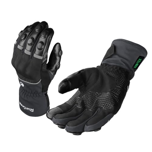 2KP CE Winter Motorradhandschuhe für Männer Frauen, Winddichte Wasserdichte Motorrad Handschuhe, Warme Lange Stulpen Biker Handschuhe mit Hartem Knöchelschutz Touchscreen Handschuhe für BMX ATV MTB von RunSnail