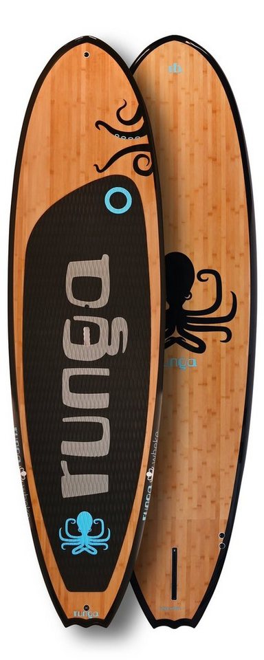 Runga-Boards SUP-Board Runga WHEKE dark BAMBOO Hard Board Stand Up Paddling SUP, Allrounder, (9.5, Inkl. coiled leash & 3-tlg. Finnen-Set) von Runga-Boards