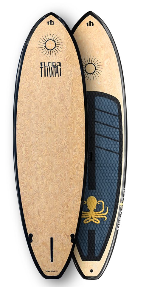 Runga-Boards SUP-Board TIIWAI WOOD burl Hard Board Stand Up Paddling SUP, Allrounder, (Set 9.0, Inkl. coiled leash & 3-tlg. Fiberglas Finnen-Set) von Runga-Boards