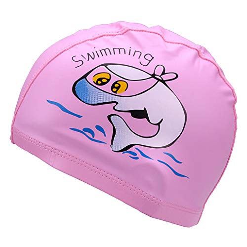 Runuo Kinder Schwimmhut,Atmungsaktive Kinder-Haarpflege-Gehörschutz-Badekappe mit PU-Beschichtung Dolphin Patterns von Runuo