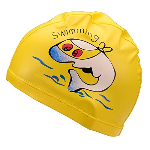 Runuo Kinder Schwimmhut,Atmungsaktive Kinder-Haarpflege-Gehörschutz-Badekappe mit PU-Beschichtung Dolphin Patterns von Runuo