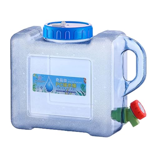 Wasserkanister mit Wasserhahn und Schraubdeckel, 5 l, BPA-frei, Trinkwassertank, tragbar mit Griff, für Wohnwagen, Picknick, Wandern, transparent von Rurunklee