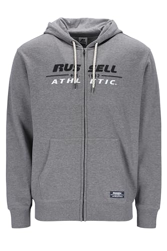 Russell Athletic A30552-CJ-090 Eastside-Zip Through Hoody Sweatshirt Herren Collegiate Grey Marl Größe L von Russell Athletic