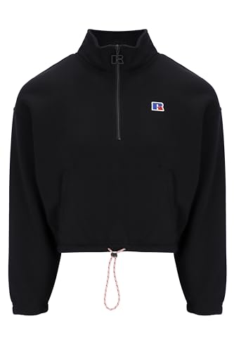 Russell Athletic E34012-IO-099 ZARE-Cropped Half Zip Sweatshirt Sweatshirt Damen Black Größe L von Russell Athletic