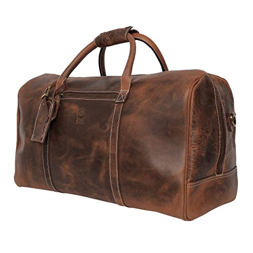 Rustic Town groß Leder Reisetasche - Carry On Vintage Umhängetasche Seesack Weekender Tasche für Herren und Damen (Dunkelbraun) von Rustic Town