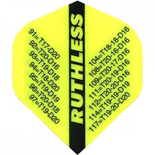Ruthless RX Checkouts Dart-Flights, extra stark, 100 Mikron, Standardform, Nr. 2, Gelb, 3 Sets mit je 3 Flights (3XF3589) von Ruthless