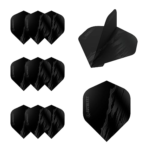 Ruthless Dart-Flights | Premium 100 Mikron Standard Nummer 2 Form Rip Torn Design, schwarz, 3 Sets mit 3 Flights (3XF4189) von Ruthless