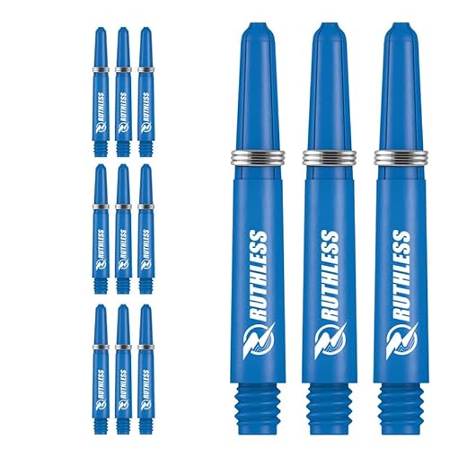 Ruthless Deflectagrip Dart-Schäfte | Langlebige Nylon-Schäfte mit Federn in kurzer Länge, 36 mm, blau, 3 Sets (3XS1569) von Ruthless