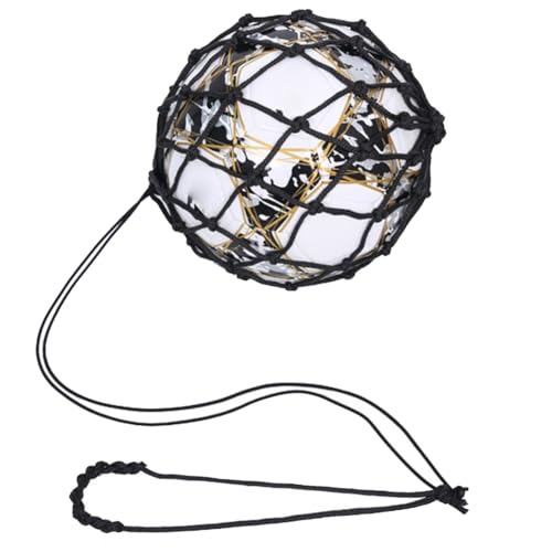 Ruuizksa Schwarze Fußball-Ballnetztasche, Auffällige Verschlüsselung + Elastisches Seil, Fußball-Trainingstasche, Tragbare Balltasche von Ruuizksa