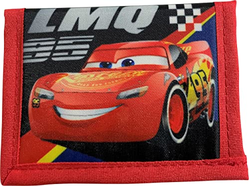 Ruz Cars Lightning McQueen Little Boy Bifold Geldbörse mit Reißverschlusstasche, Blau-Rot von Ruz
