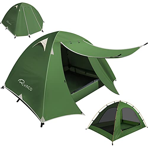 RYACO Zelt 2-3 Personen Camping Zelt, 2 Doors Wasserdicht & Winddicht 3-4 Saison Ultraleichte Zelte für Erwachsene Camping, Rucksack und Outdoor Wanderausrüstung von Ryaco