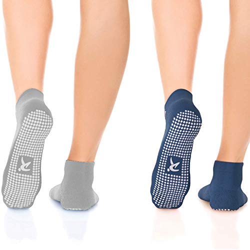 Rutschfeste Anti Skid Grip Socken (2 Paar) (perfekt für Pilates, Yoga, Barre, Dance, Martial Arts, Trampolin, Fitness, Krankenhaus, Reha, Home & Body Balance) von Rymora
