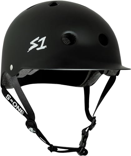 S1 Lifer Brim Helm für Skateboarden, BMX und Rollschuhlaufen, EPS Fusion Foam, CPSC & ASTM zertifiziert, Schwarz, matt, Größe S (53,3 cm) von S-ONE