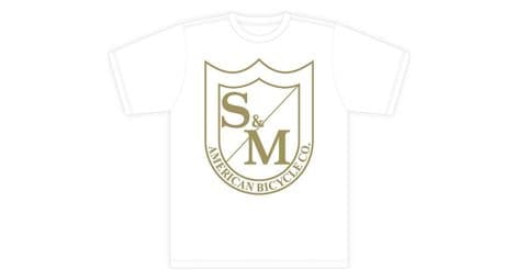 s und m big shield weis   khaki t shirt von S and M