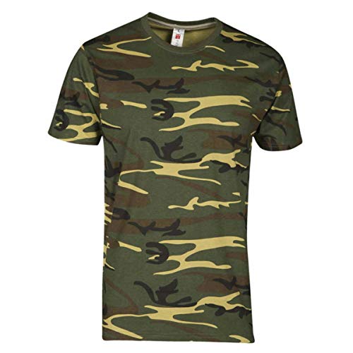 S.B.J - Sportland Kids Camouflage Shirt Classic Army Style T-Shirt für Kinder Kurzarm in Tarnfarbe grün, Gr. 116/122 von S.B.J - Sportland