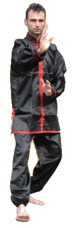 S.B.J - Sportland Kung Fu/Tai Chi Anzug Satin schwarz/rot, 200 cm von S.B.J - Sportland