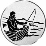 S.B.J - Sportland Pokal/Medaille Emblem, Motiv Angeln/Boot, Durchmesser 50 mm, Silber von S.B.J - Sportland