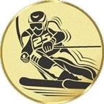 S.B.J - Sportland Pokal/Medaille Emblem, Motiv Ski-Alpin, Durchmesser 50 mm, Gold von S.B.J - Sportland