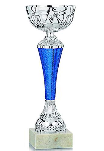 S.B.J - Sportland silbener Pokal mit blauen Pokalfuß ca. 22 cm von S.B.J - Sportland