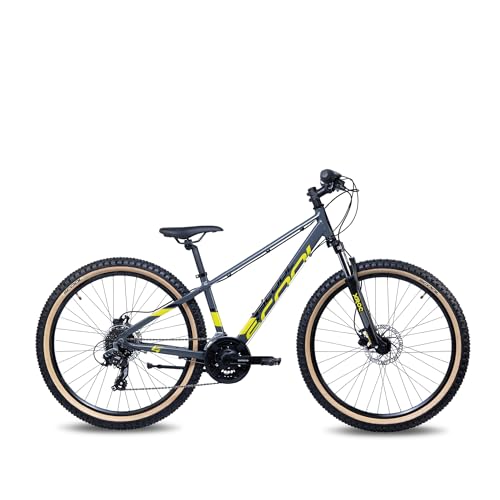 S'Cool Xroc Disc Alloy 26R 24S Kinder Mountain Bike (35cm, Grau/Gelb) von S.Cool