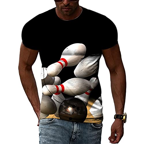 SABORR Bowling 3D Print Kurzarm Herren und Damen Sommer T Shirt lässig Rundhalsausschnitt Top von SABORR
