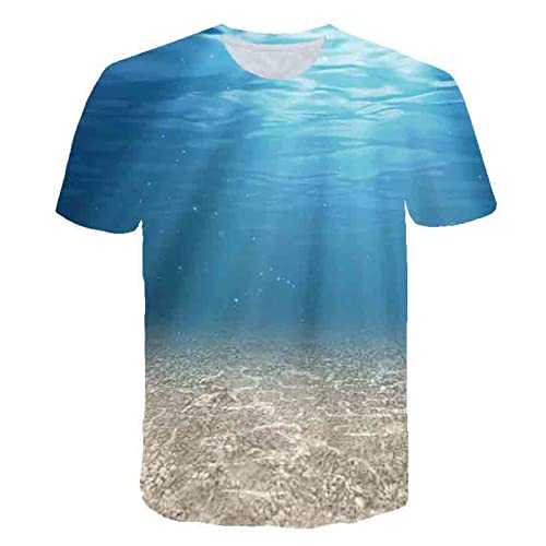 SABORR Unter dem Meer 3D Kurzarm Herren Damen Outdoor Casual T Shirt Rundhals Studententop von SABORR