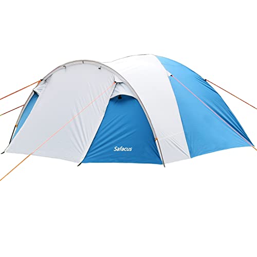 SAFACUS 4 Mann Camping Zelt, mit Vorraum, Iglu-Zelt für 4 Personen, leicht, stabil, doppelwandig, wasserdicht Kuppelzelt, Moskitoschutz, Ventilationssystem, Outdoor, Festival von SAFACUS