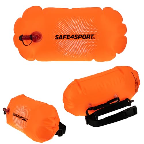 SAFE4SPORT BasicSwimmer - Aufblasbare Sicherheitsboje zum Schwimmen - Leichte Schwimmboje von SAFE4SPORT