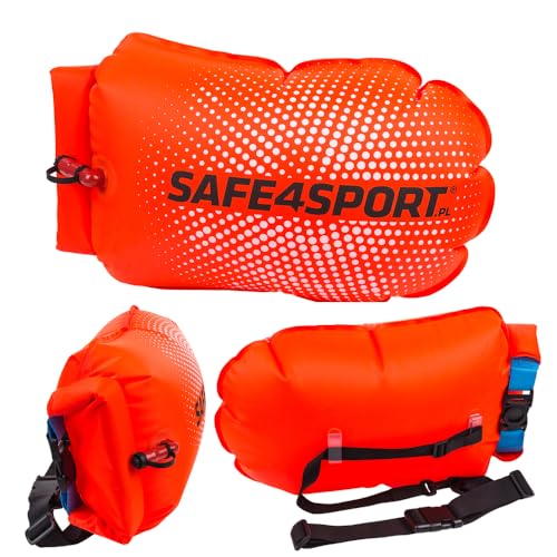 SAFE4SPORT PerfectSwimmer+ - Aufblasbare Schwimmboje - Sicherheitsboje mit Einer Tasche für Dinge von SAFE4SPORT.PL